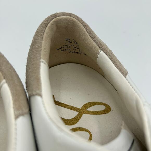Sam Edelman Aubrie Sneakers 7.5 White Leather Suede Toe Low Top Lace Up Casual - Picture 11 of 14